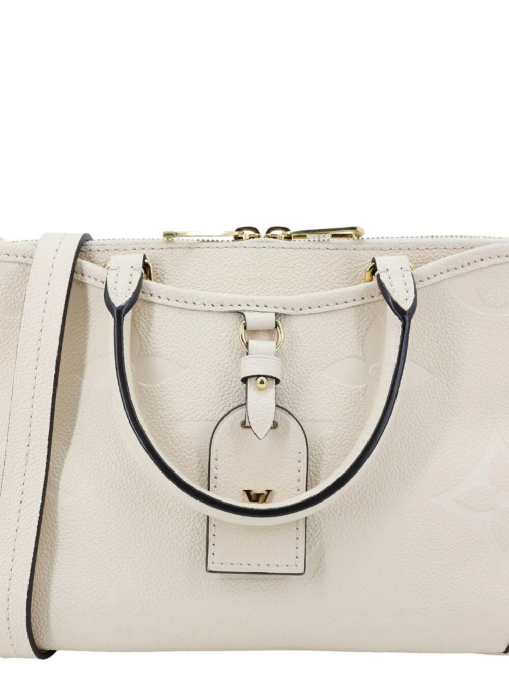 Louis Vuitton Trianon PM Giant Monogram Empreinte Leather Tote Bag White